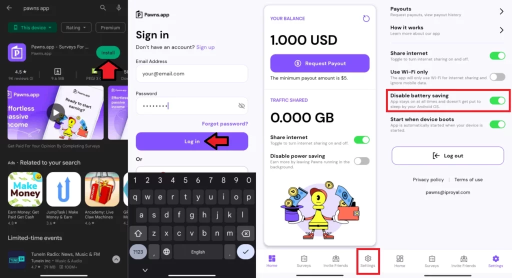 Kiếm tiền trên Pawns.app khi sử dụng PC hoặc điện thoại thông minh