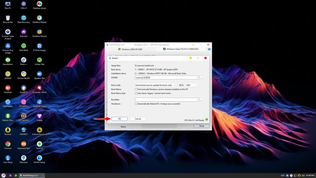 Hướng dẫn cài đặt Windows với WinNT Setup chuẩn UEFI